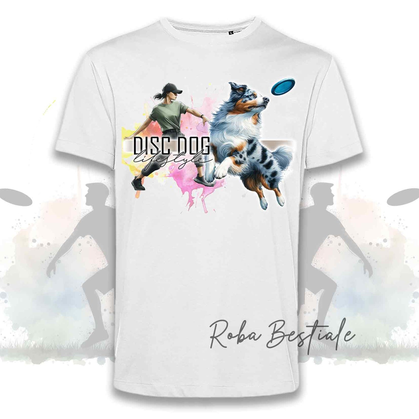 T-Shirt DISC DOG LifeStyle - AUSTRALIAN SHEPHERD Blue Merle - Design "GIRL" o "BOY"