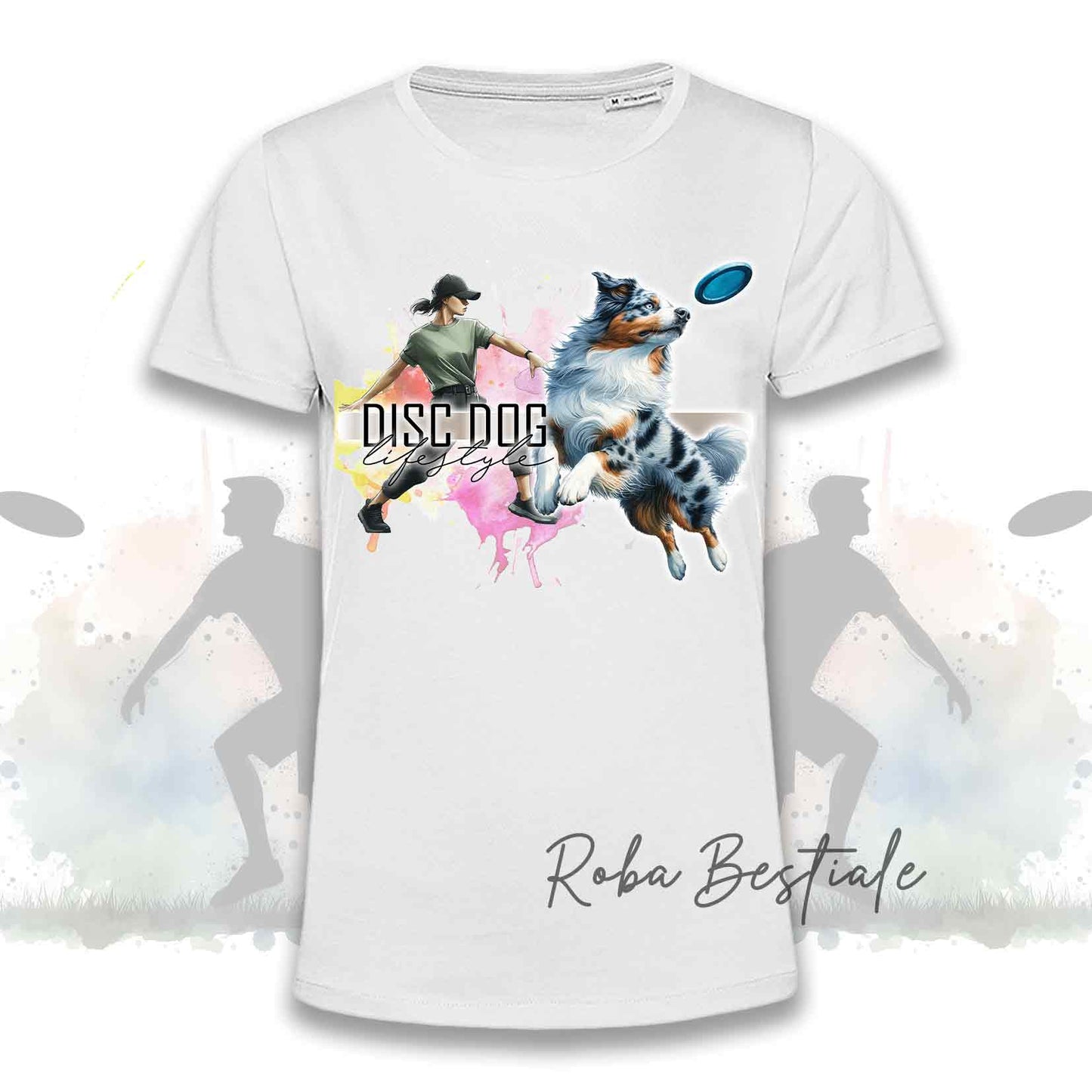T-Shirt DISC DOG LifeStyle - AUSTRALIAN SHEPHERD Blue Merle - Design "GIRL" o "BOY"