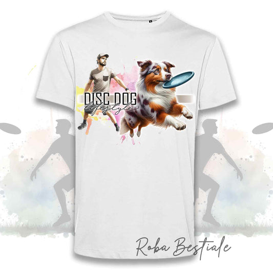 T-Shirt DISC DOG LifeStyle - AUSTRALIAN SHEPHERD Red Merle - Design "GIRL" o "BOY"