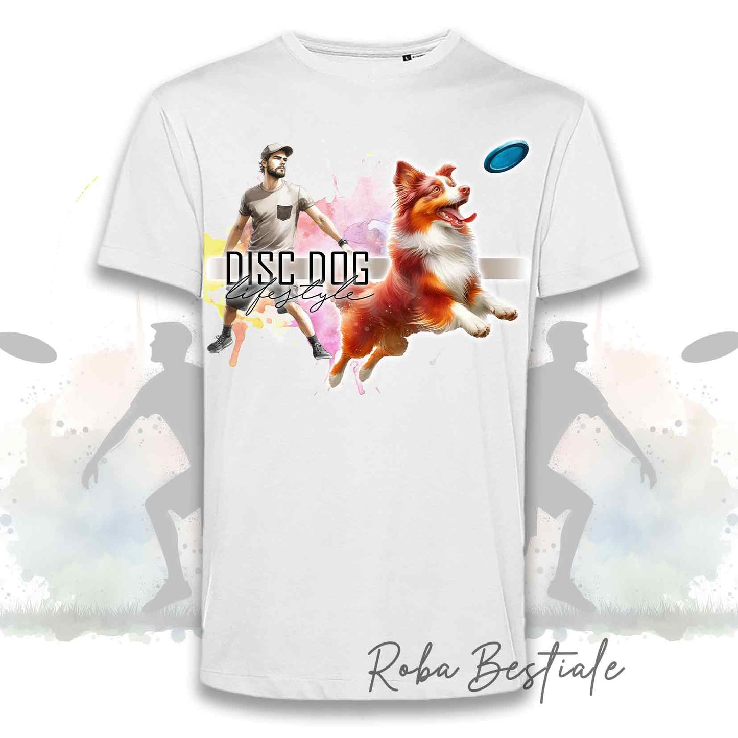 T-Shirt DISC DOG LifeStyle - AUSTRALIAN SHEPHERD Red Tricolor - Design "GIRL" o "BOY"