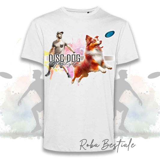 T-Shirt DISC DOG LifeStyle - AUSTRALIAN SHEPHERD Red Tricolor - Design "GIRL" o "BOY"