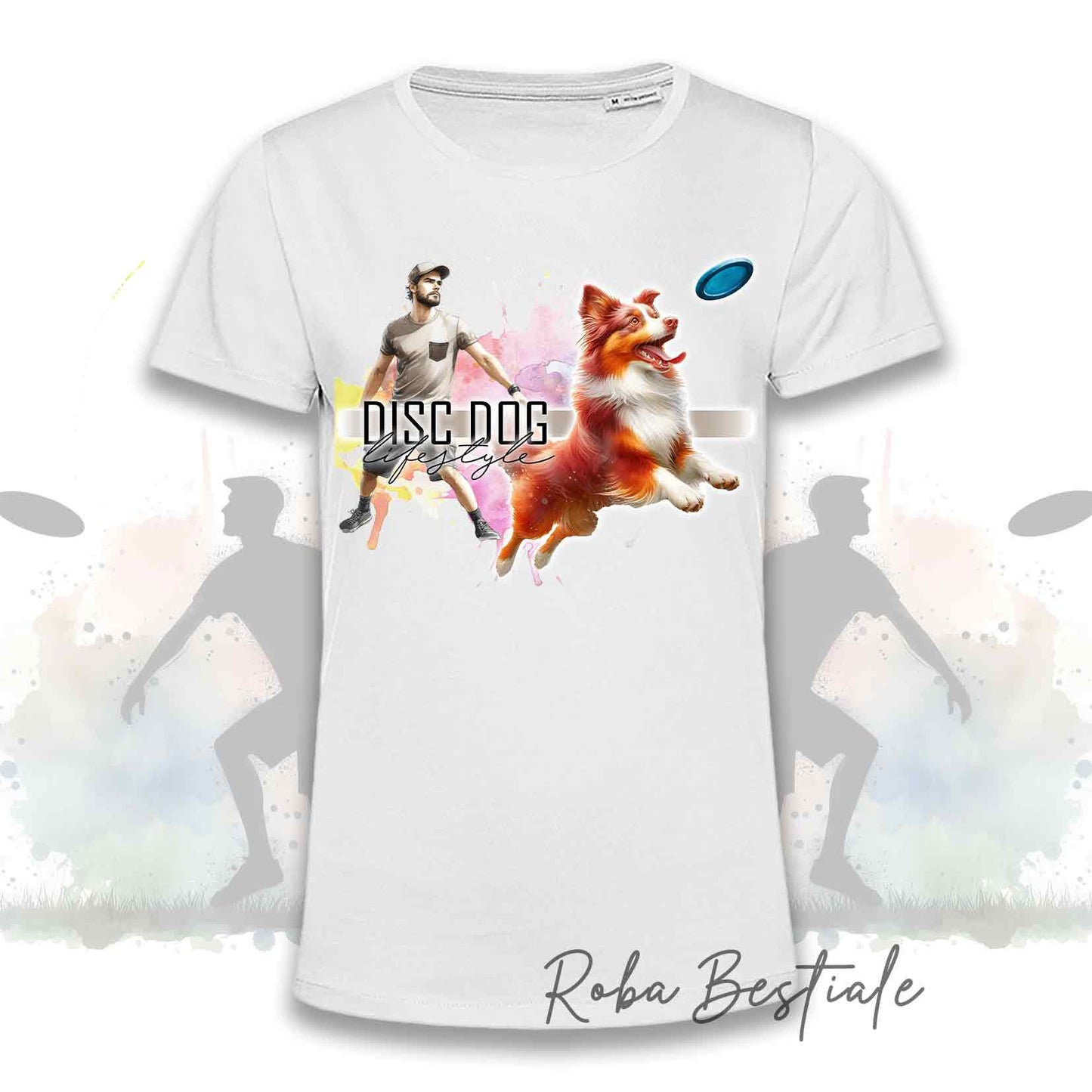 T-Shirt DISC DOG LifeStyle - AUSTRALIAN SHEPHERD Red Tricolor - Design "GIRL" o "BOY"