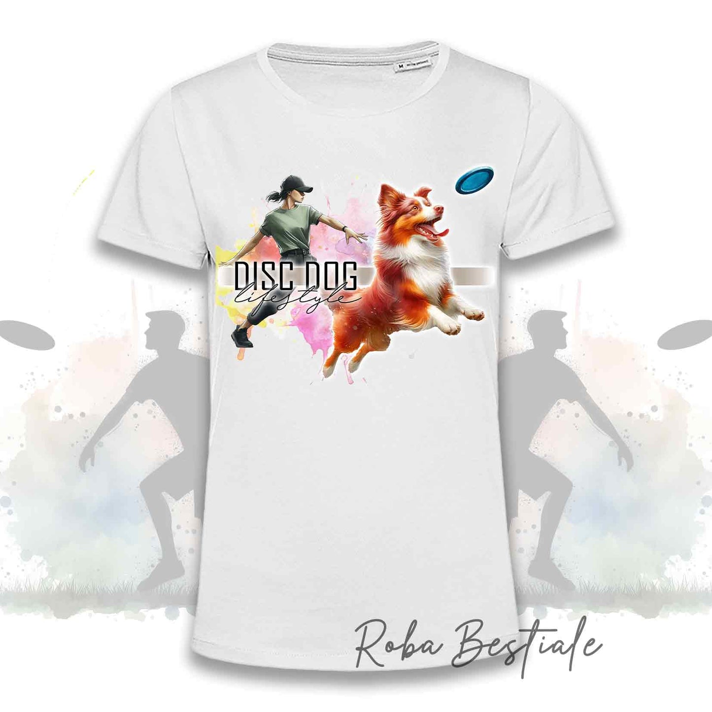 T-Shirt DISC DOG LifeStyle - AUSTRALIAN SHEPHERD Red Tricolor - Design "GIRL" o "BOY"
