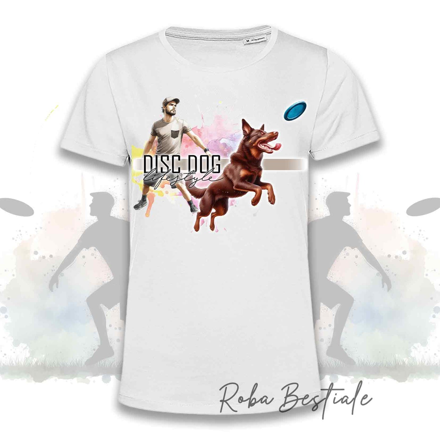 T-Shirt DISC DOG Lifestyle - AUSTRALIAN KELPIE Chocolate - Design "GIRL" o "BOY"