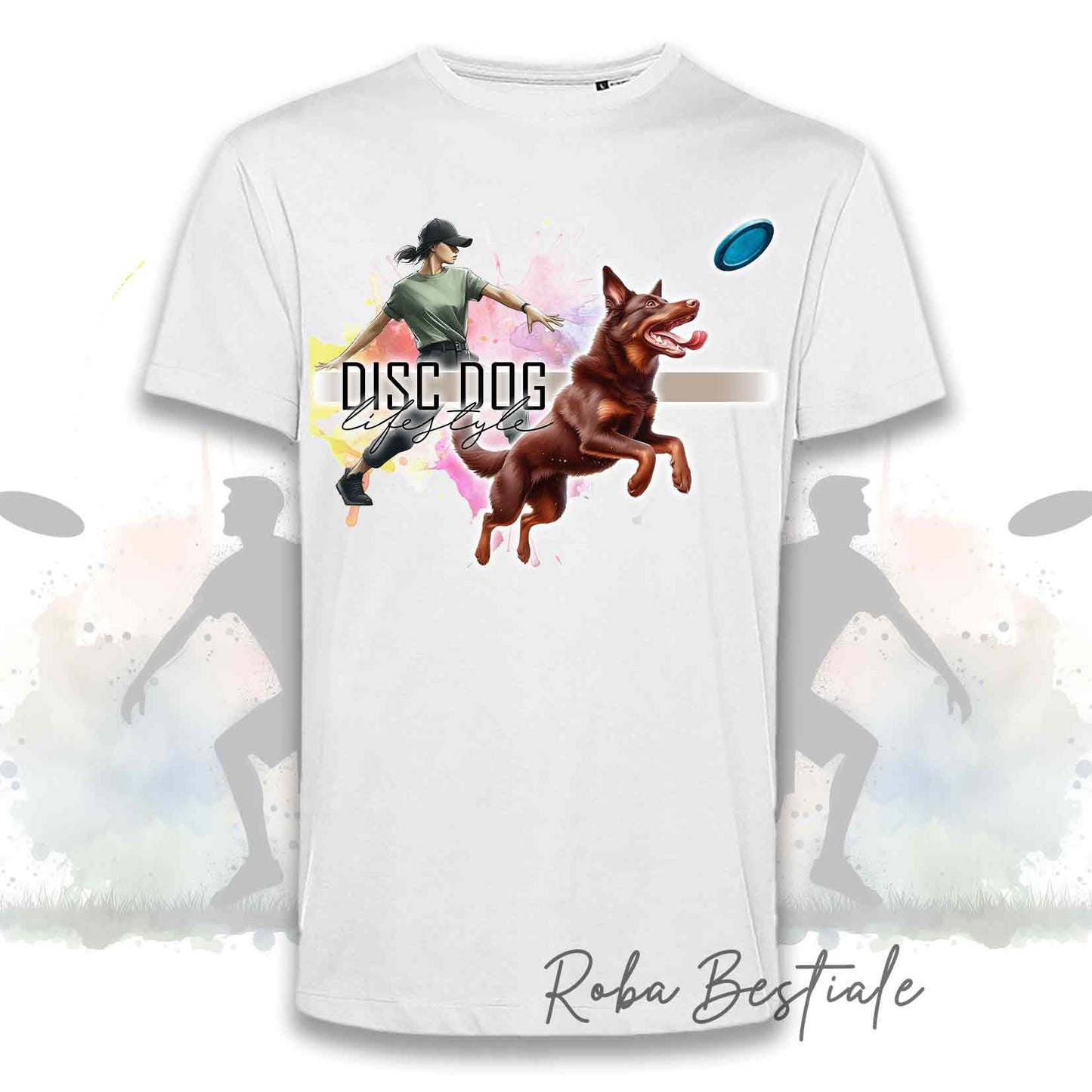 T-Shirt DISC DOG Lifestyle - AUSTRALIAN KELPIE Chocolate - Design "GIRL" o "BOY"
