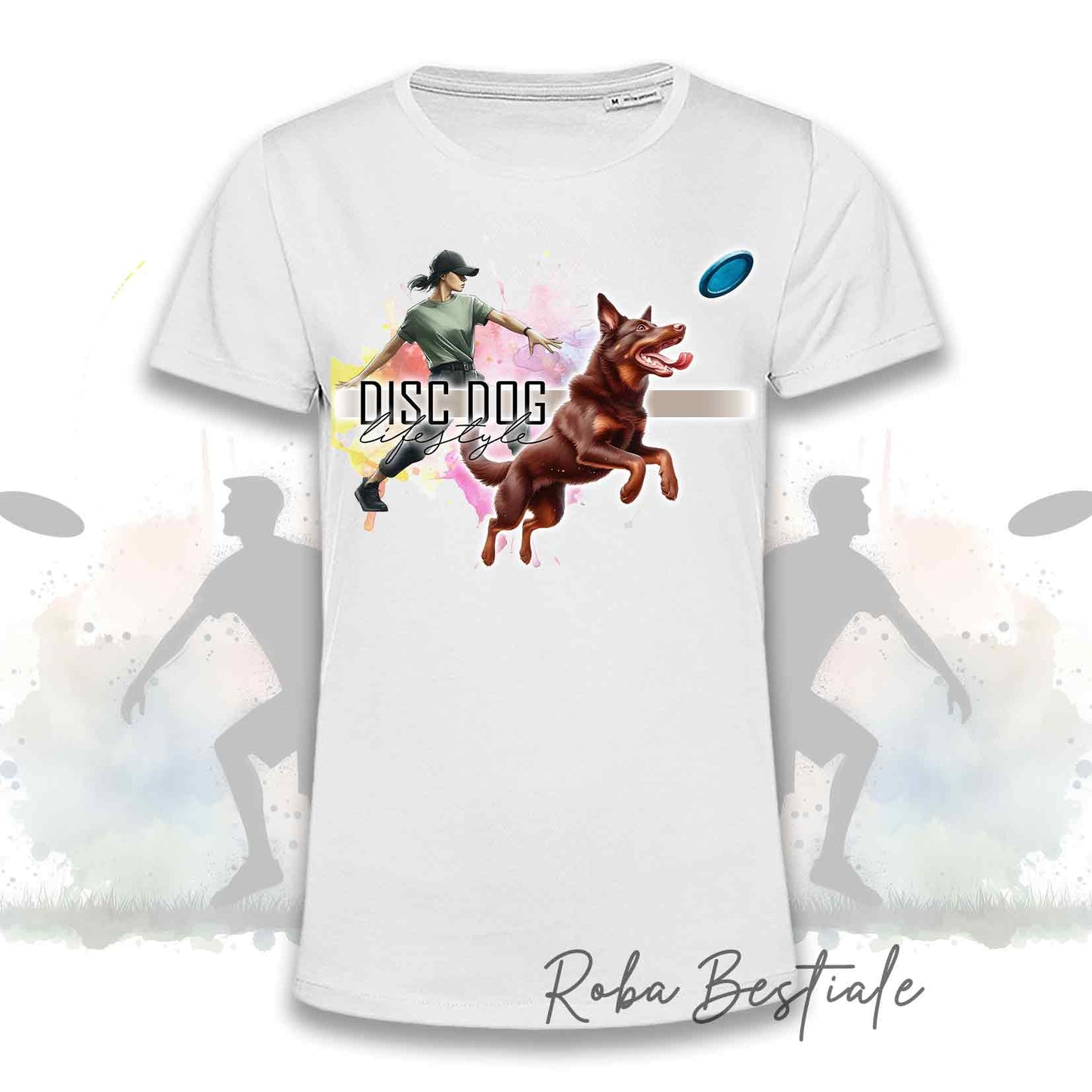 T-Shirt DISC DOG Lifestyle - AUSTRALIAN KELPIE Chocolate - Design "GIRL" o "BOY"