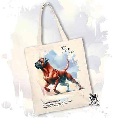 Tote bag Tosa Inu rosso con grafica Behavior colore beige