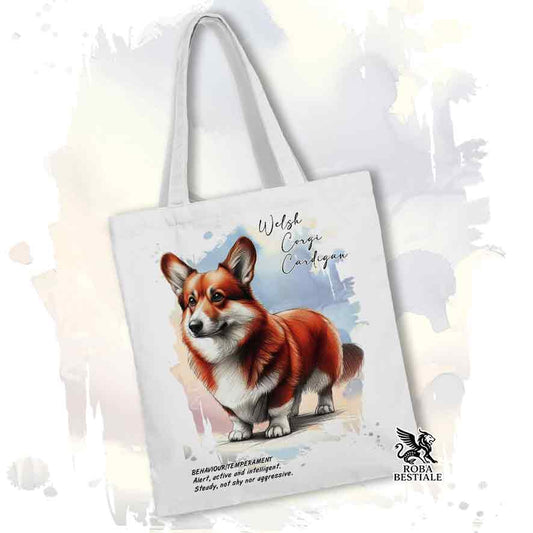 Tote bag Welsh Corgi Cardigan Rosso con grafica Behavior colore bianco