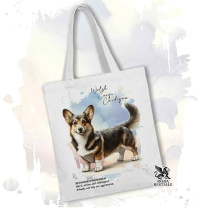 Tote bag Welsh Corgi Cardigan Tigrato con grafica Behavior colore beige