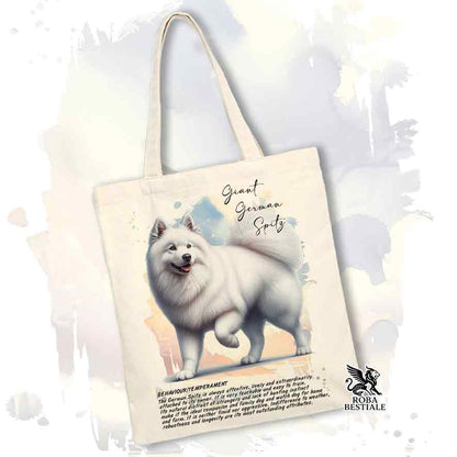 Tote bag Spitz Tedesco Grande bianco con grafica Behavior colore beige