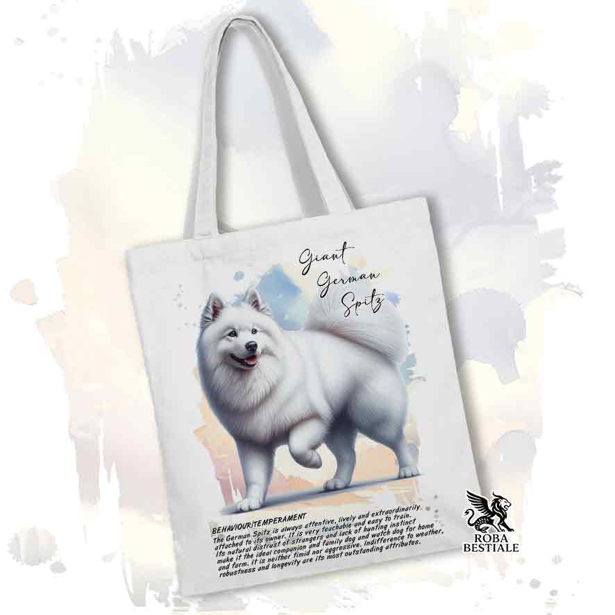 Tote bag Spitz Tedesco Grande bianco con grafica Behavior colore bianco