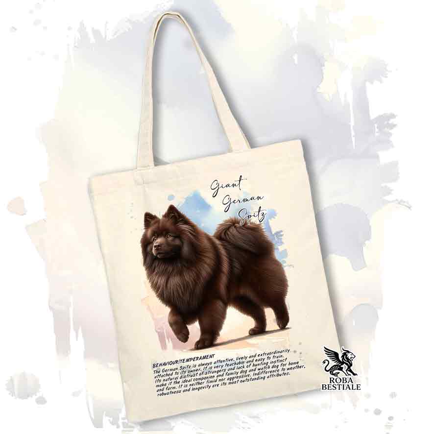 Tote bag Spitz Tedesco Grande marrone con grafica Behavior colore beige