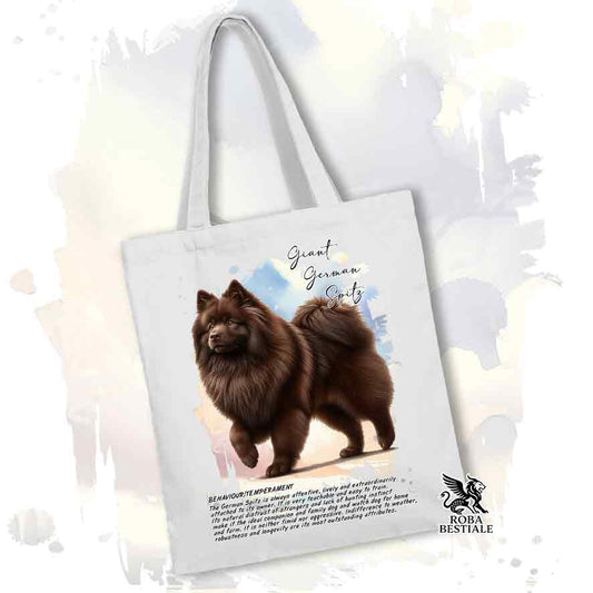Tote bag Spitz Tedesco Grande marrone con grafica Behavior colore bianco