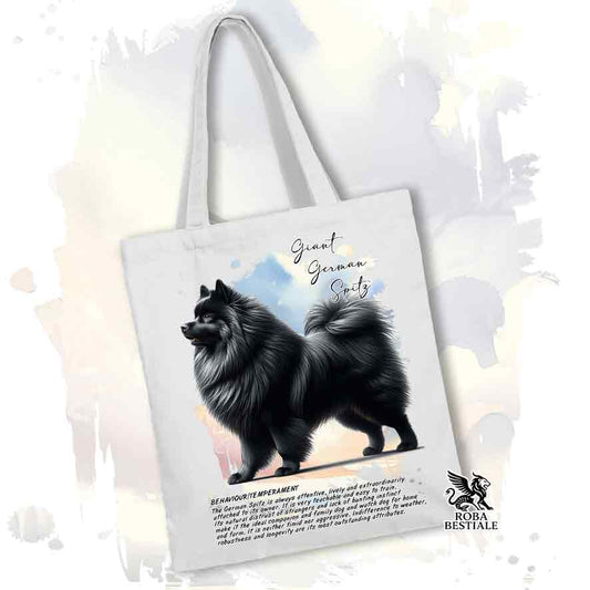 Tote bag Spitz Tedesco Grande nero con grafica Behavior colore bianco