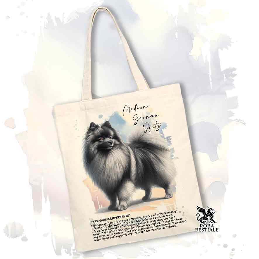 Tote bag Spitz Tedesco Medio grigio con grafica Behavior colore beige