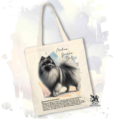 Tote bag Spitz Tedesco Medio grigio con grafica Behavior colore beige