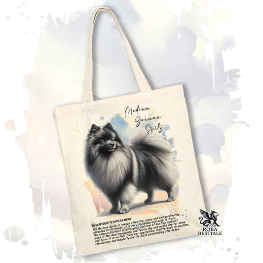 Tote bag Spitz Tedesco Medio grigio con grafica Behavior colore beige