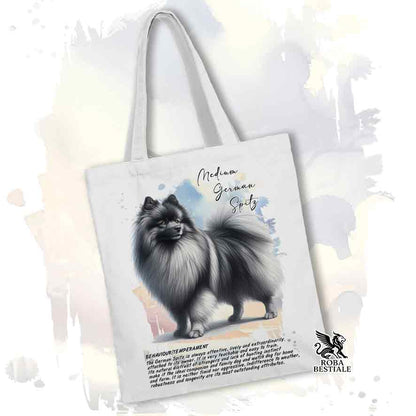 Tote bag Spitz Tedesco Medio grigio con grafica Behavior colore bianco