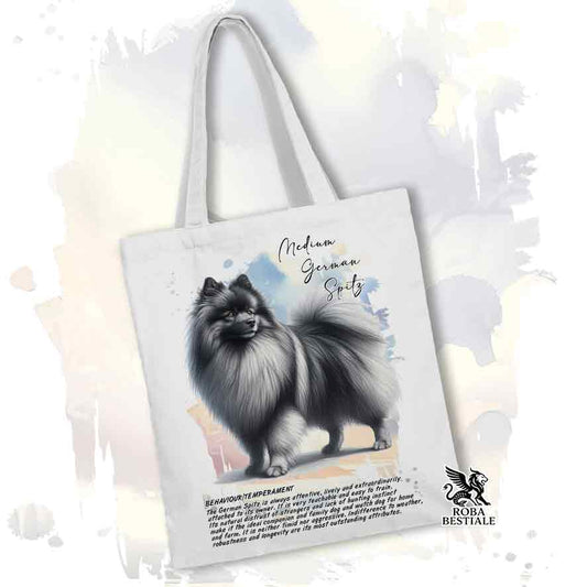 Tote bag Spitz Tedesco Medio grigio con grafica Behavior colore bianco