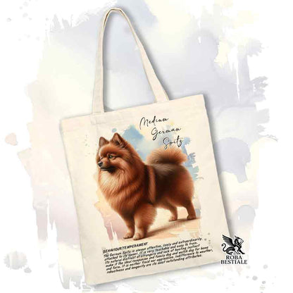 Tote bag Spitz Tedesco Medio marrone con grafica Behavior colore beige