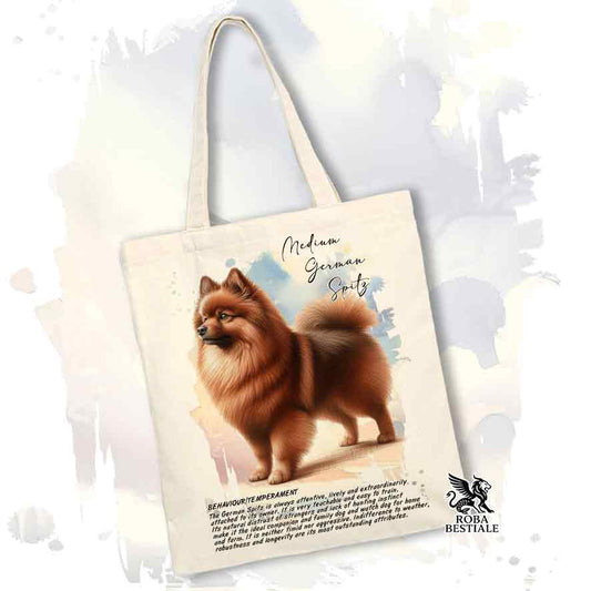 Tote bag Spitz Tedesco Medio marrone con grafica Behavior colore beige
