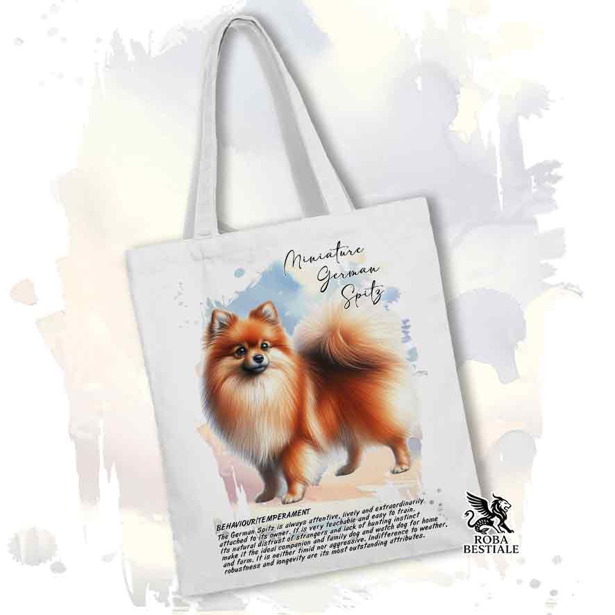 Tote bag Spitz Tedesco Piccolo arancio con grafica Behavior colore bianco