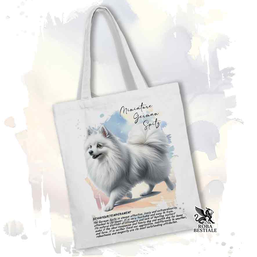 Tote bag Spitz Tedesco Piccolo bianco con grafica Behavior colore bianco