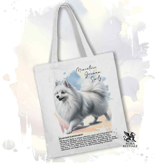 Tote bag Spitz Tedesco Piccolo bianco con grafica Behavior colore bianco