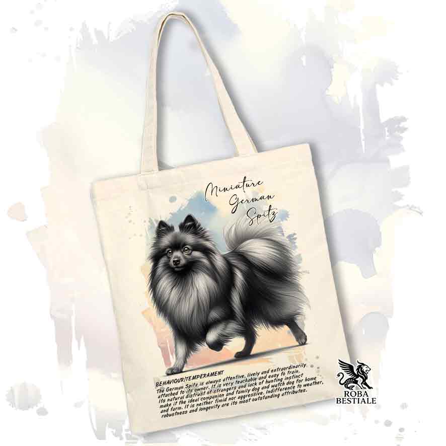 Tote bag Spitz Tedesco Piccolo grigio sfumato con grafica Behavior colore beige