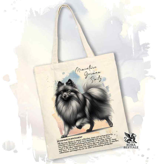 Tote bag Spitz Tedesco Piccolo grigio sfumato con grafica Behavior colore beige
