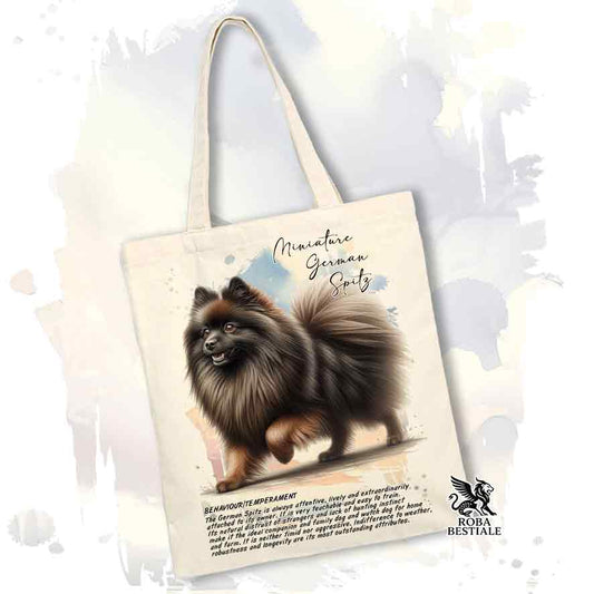 Tote bag Spitz Tedesco Piccolo marrone con grafica Behavior colore beige