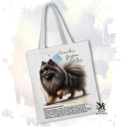 Tote bag Spitz Tedesco Piccolo marrone con grafica Behavior colore bianco