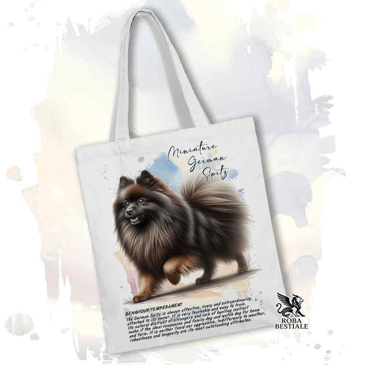 Tote bag Spitz Tedesco Piccolo marrone con grafica Behavior colore bianco