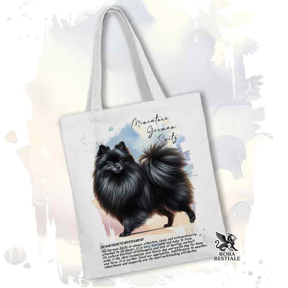 Tote bag Spitz Tedesco Piccolo nero con grafica Behavior colore bianco