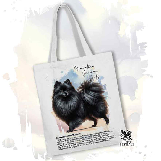 Tote bag Spitz Tedesco Piccolo nero con grafica Behavior colore bianco