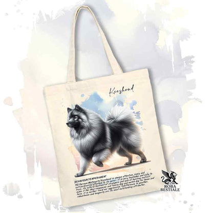 Tote bag Spitz Tedesco Wolfsspitz Keeshond con grafica Behavior colore beige