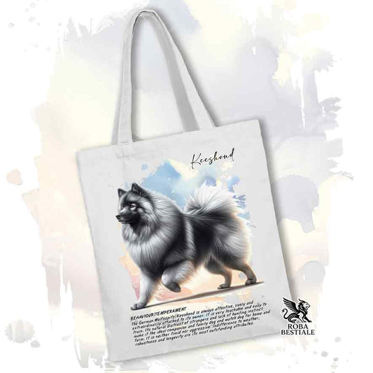 Tote bag Spitz Tedesco Wolfsspitz Keeshond con grafica Behavior colore bianco