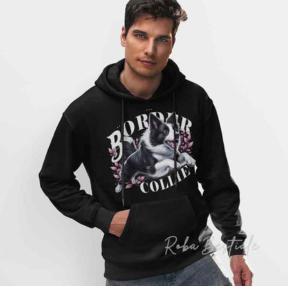 Felpa Invernale BLOSSOM BEAUTY - BORDER COLLIE Bianco e Nero - Unisex - Nera o Grigia - dalla XS alla 3XL
