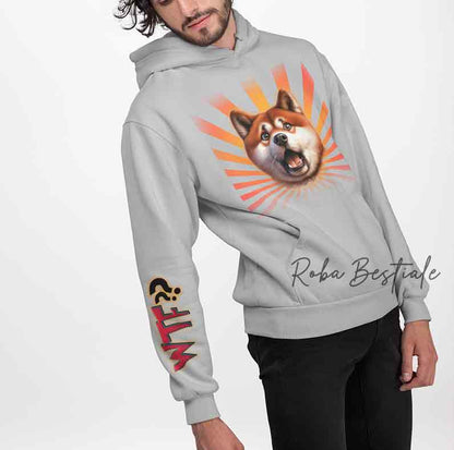 Felpa Invernale WTF?? - AKITA INU Rosso - Con Cappuccio, Nera o Grigia - dalla XS alla 3XL