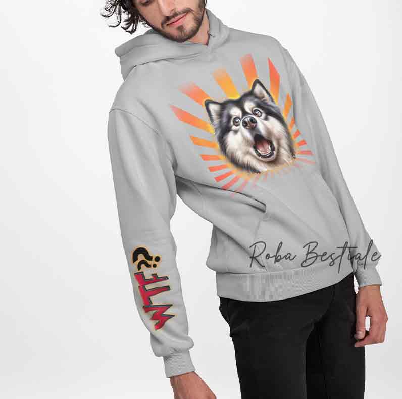Felpa Invernale WTF?? - ALASKAN MALAMUTE - Con Cappuccio, Nera o Grigia - dalla XS alla 3XL