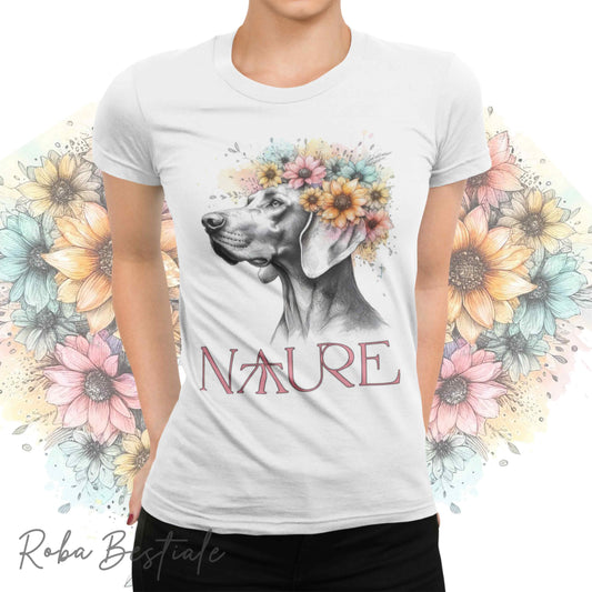 T-Shirt NATURE - WEIMARANER - Bianca, Uomo o Donna - dalla XS alla 5XL