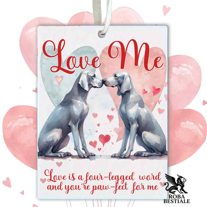 Deodorante Auto LOVE ME - WEIMARANER Grigio Argento - In Feltro, con cordino - 7,5 x 10 cm
