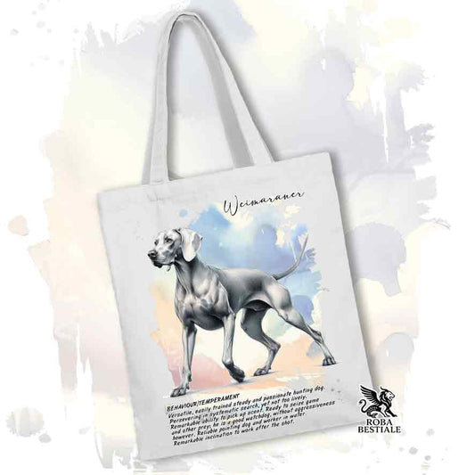Shopper BEHAVIOR - WEIMARANER Grigio Argento - 100% Cotone - Bianca o Beige