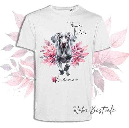 T-Shirt PINK NATURE - WEIMARANER Grigio Argento - Uomo o Donna - dalla XS alla 5XL