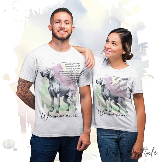 T-Shirt BEHAVIOR - WEIMARANER Grigio Argento - Standard FCI - 100% Cotone - dalla XS alla 5XL