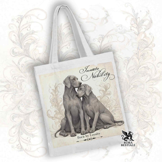 Tote Bag NOBILITY - WEIMARANER Grigio Capriolo - 100% Cotone - Bianca o Beige