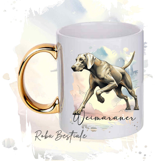 Tazza BEHAVIOR - WEIMARANER Grigio Capriolo - Standard FCI - In Ceramica, con manico dorato - 330 ml