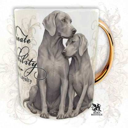 Tazza NOBILITY - WEIMARANER Grigio Capriolo - Manico ORO - 330 ml - in Ceramica