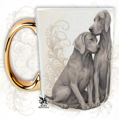 Tazza NOBILITY - WEIMARANER Grigio Capriolo - Manico ORO - 330 ml - in Ceramica