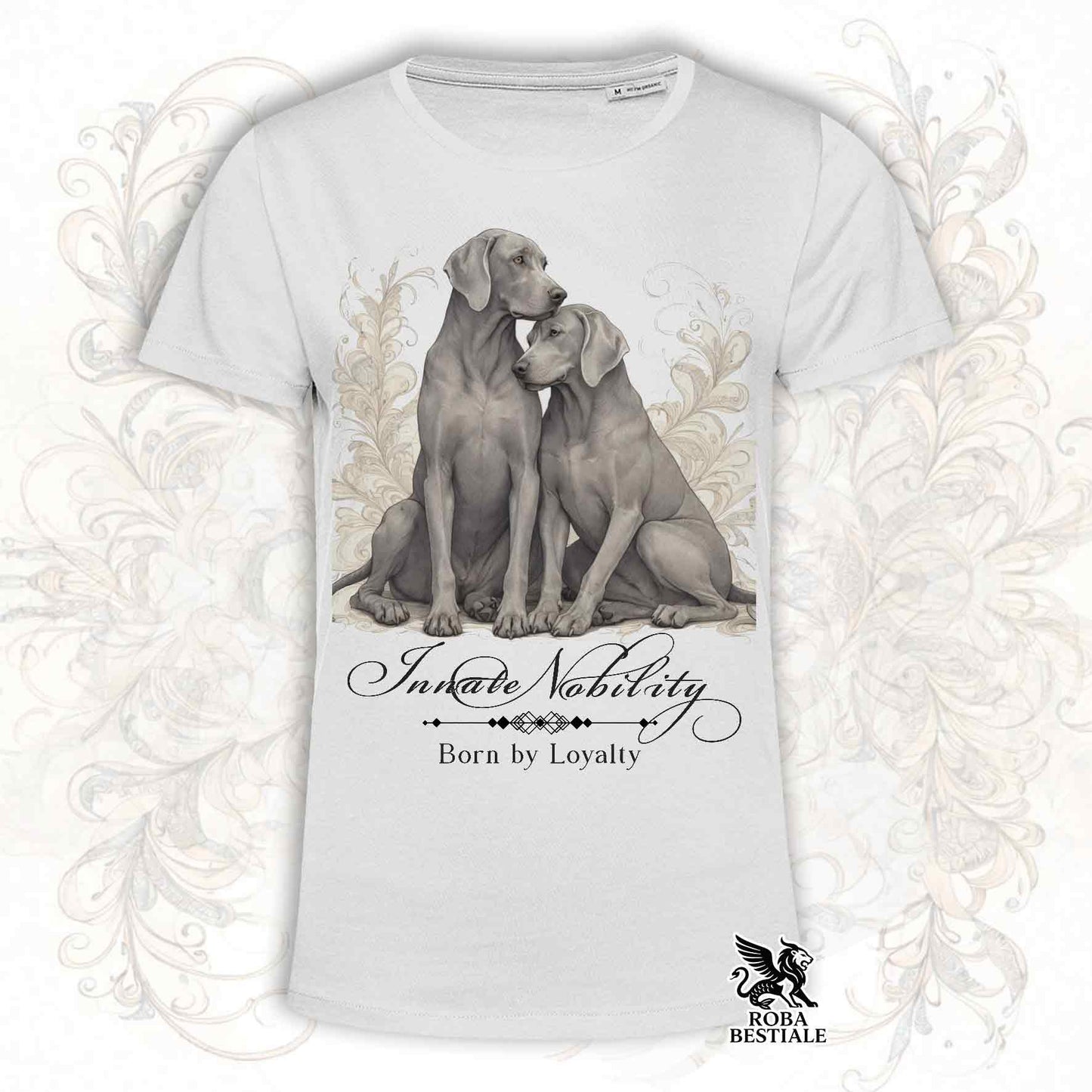 T-Shirt NOBILITY - WEIMARANER Grigio Capriolo - Bianca o Beige, da Uomo o da Donna - dalla XS alla 5XL